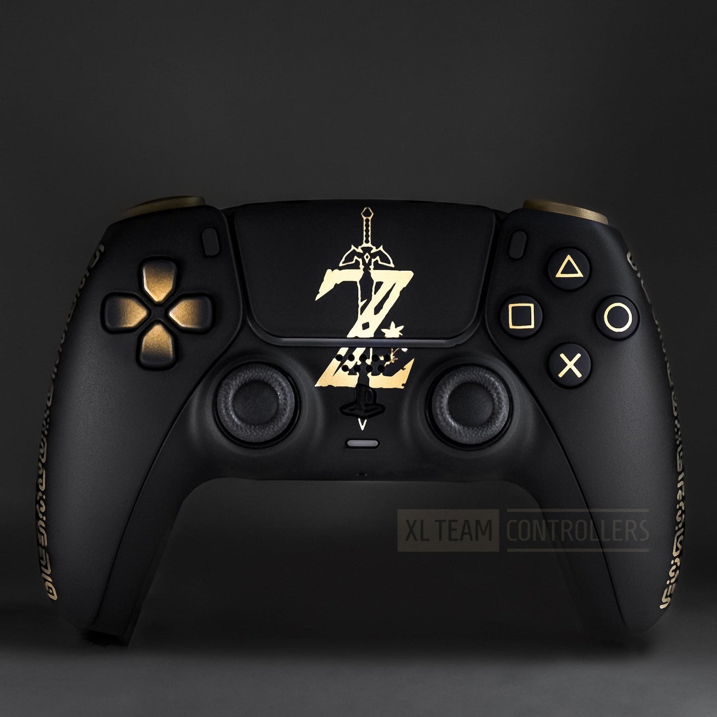 Matte Black Zelda Breath Of The Wild PS5 DualSense Wireless Controller Hylian Text Sheikah Eye Symbol Logo