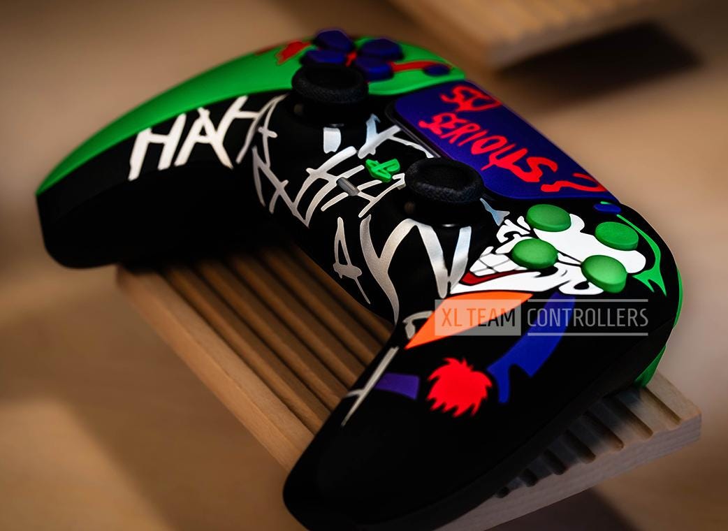 Custom Gotham Villain Purple Green Arkham Clown Themed PlayStation 5 PS5 DualSense Wireless Controller