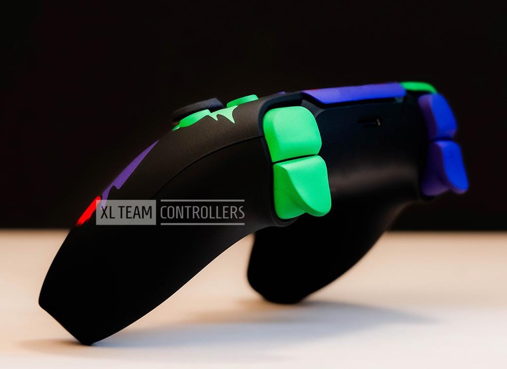 Custom Gotham Villain Purple Green Arkham Clown Themed PlayStation 5 PS5 DualSense Wireless Controller