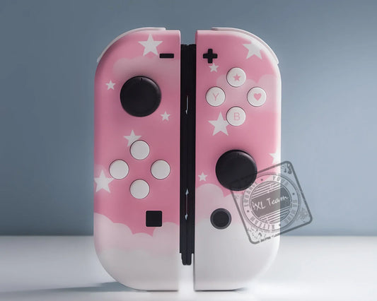 Custom Pastel Pink Aesthetic Stars and Clouds Sweet Dreams Nintendo Switch Joy-Con JoyCon Controllers