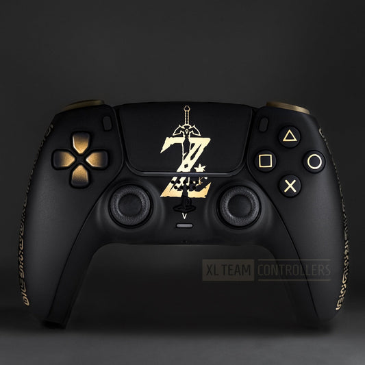 Matte Black Zelda Breath Of The Wild PS5 DualSense Wireless Controller Hylian Text Sheikah Eye Symbol Logo