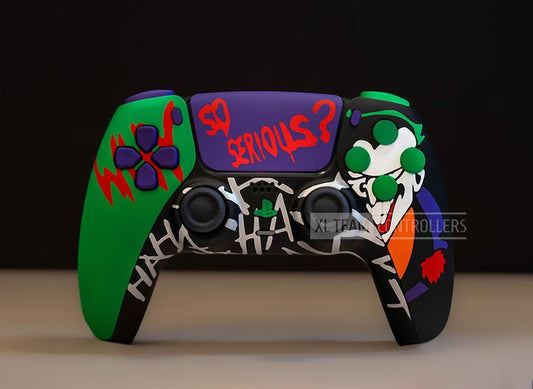 Custom Gotham Villain Purple Green Arkham Clown Themed PlayStation 5 PS5 DualSense Wireless Controller